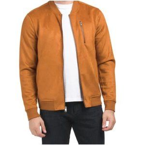 Ben Sherman Faux Suede Bomber Zipper Cognac Jacket Men's